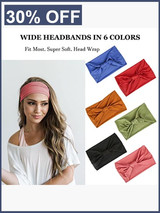 6 Pack Non Slip Knotted Headbands for Women with Hair Ties